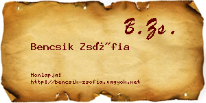 Bencsik Zsófia névjegykártya